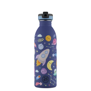   24BOTTLES Kids Urban 500ml rozsdamentes acél kulacs szívószálas kupakkal, Space Friends
