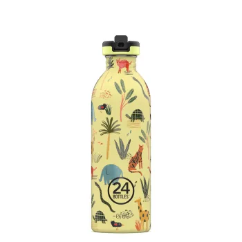  24BOTTLES Kids Urban 500ml rozsdamentes acél kulacs szívószálas kupakkal, Jungle Friends