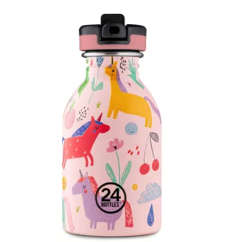   24BOTTLES Kids Urban 250ml rozsdamentes acél kulacs szívószálas kupakkal, Magic Friends