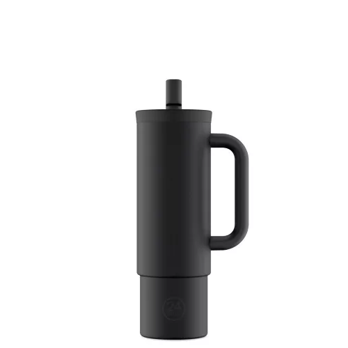 24BOTTLES Straw Cup 800ml rozsdamentes acél bögre szívószállal, Tuxedo Black