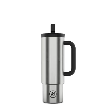   24BOTTLES Straw Cup 800ml rozsdamentes acél bögre szívószállal, Brushed Steel