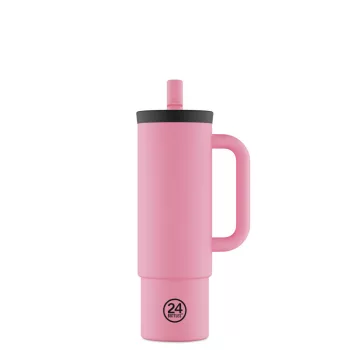   24BOTTLES Straw Cup 800ml rozsdamentes acél bögre szívószállal, Flamingo