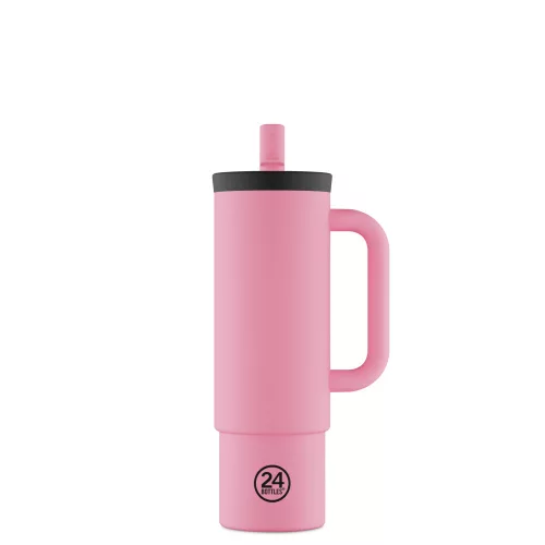 24BOTTLES Straw Cup 800ml rozsdamentes acél bögre szívószállal, Flamingo