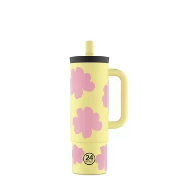   24BOTTLES Straw Cup 800ml rozsdamentes acél bögre szívószállal, Daydreaming Yellow