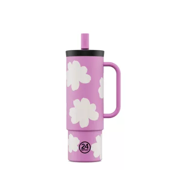   24BOTTLES Straw Cup 800ml rozsdamentes acél bögre szívószállal, Daydreaming Pink