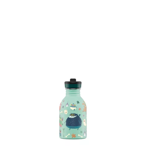 24BOTTLES Kids Urban 250ml rozsdamentes acél kulacs szívószálas kupakkal, Spooky Friends