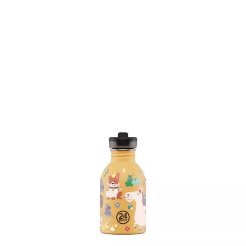 24BOTTLES Kids Urban 250ml rozsdamentes acél kulacs szívószálas kupakkal, Farm Friends