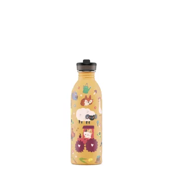   24BOTTLES Kids Urban 500ml rozsdamentes acél kulacs szívószálas kupakkal, Farm Friends