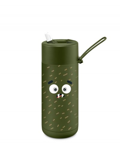 Franksters Scout CERAMIC BOTTLE khaki 475ml-es zöld rozsdamentes acél kerámia bevonatos hőtartó utazó gyerek termosz-bögre szívószálas sport kupakkal