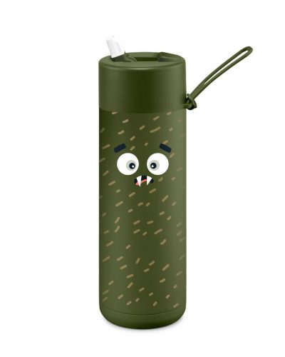 Franksters Scout CERAMIC BOTTLE khaki 595ml-es zöld rozsdamentes acél kerámia bevonatos hőtartó utazó gyerek termosz-bögre szívószáltartó sport kupakkal