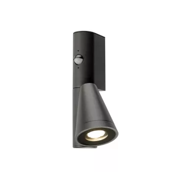   T-TUBE SENSOR fekete GU10 IP44 mozgásérzékelős kültéri fali lámpa