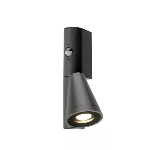 T-TUBE SENSOR fekete GU10 IP44 mozgásérzékelős kültéri fali lámpa