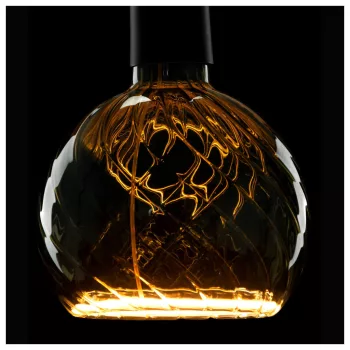   LED FLOATING GLOBE 150 TWISTED szürke E27 6W 1900K csavart füstüveg dimmelhető filament LED izzó