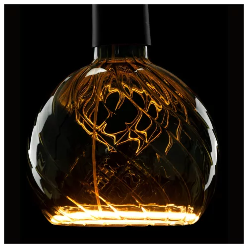 LED FLOATING GLOBE 150 TWISTED szürke E27 6W 1900K csavart füstüveg dimmelhető filament LED izzó