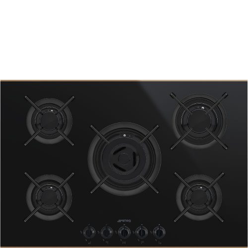 SMEG Dolce Stil Novo PV675CNR Fekete beépíthető gáz főzőlap wok égővel