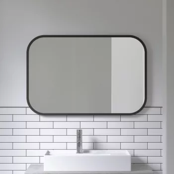 UMBRA HUB RECTANGLE 1014801-040 Fekete lekerekített sarkú fali tükör