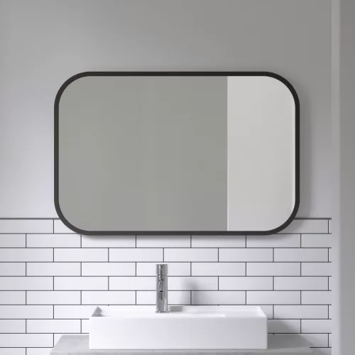UMBRA HUB RECTANGLE 1014801-040 Fekete lekerekített sarkú fali tükör
