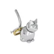 ZOOLA CAT ezüst színű polírozott tömör fém gyűrűtartó cica figura