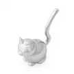 ZOOLA CAT ezüst színű polírozott tömör fém gyűrűtartó cica figura