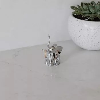   ZOOLA ELEPHANT ezüst színű polírozott tömör fém gyűrűtartó elefánt figura
