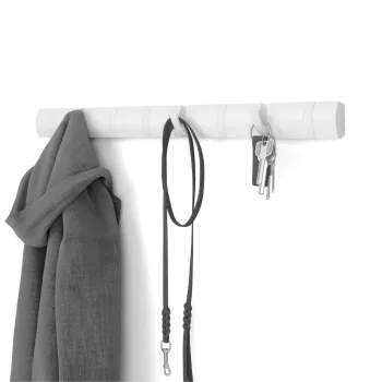   FLIP 8 fényes fehér-fehér 80cm széles fa kihajtható fali fogas akasztó