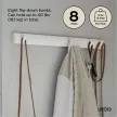 FLIP 8 fényes fehér-fehér 80cm széles fa kihajtható fali fogas akasztó