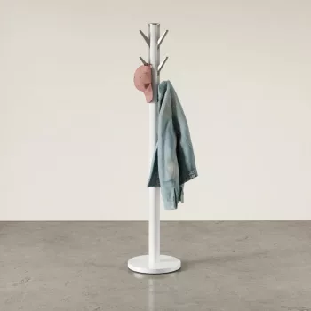 UMBRA FLAPPER 320361-660 fehér-ezüst modern fa álló fogas behajtható akasztókkal