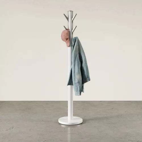UMBRA FLAPPER 320361-660 fehér-ezüst modern fa álló fogas behajtható akasztókkal
