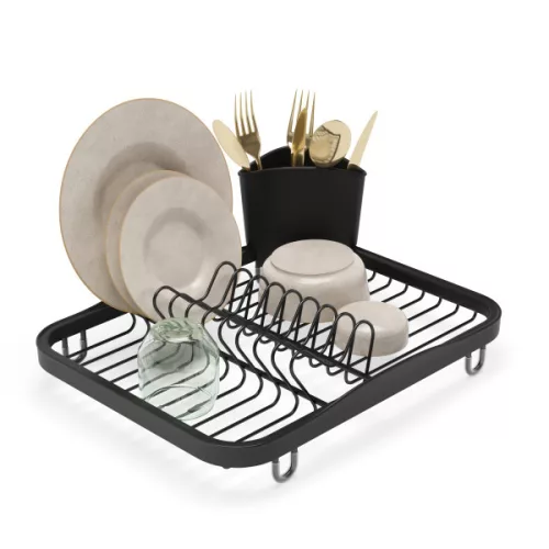 SINKIN DISH fekete 36x28cm-es mosogató medencébe helyezhető edényszárító csepegtető